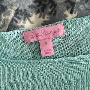 Lilly Pulitzer Boatneck Turquoise Linen Sweater, Size Small